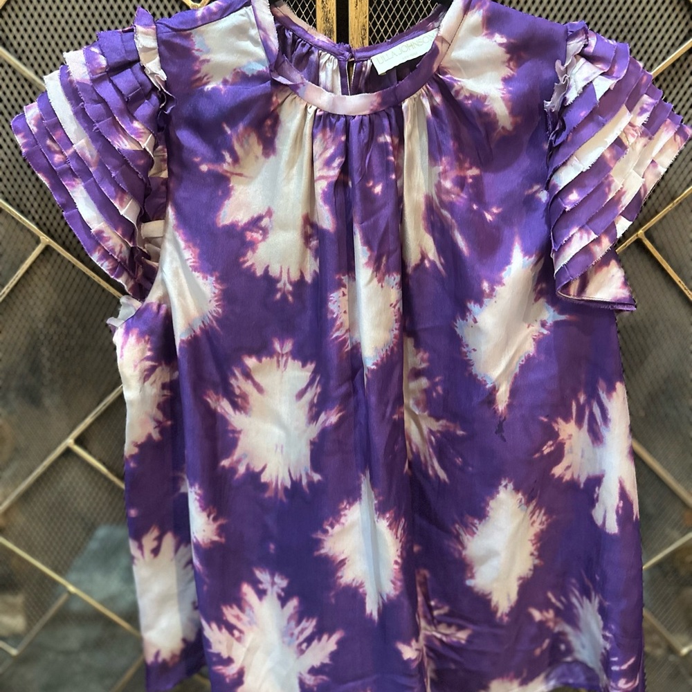 Ulla Johnson Tie-Dye Ruffle Sleeve Top - Picture 8 of 11